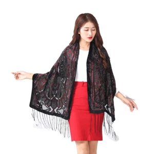 Spanien Silber Königin Krone Damen Samt Schal Pashmina Winterschal für Hochzeit - Bild 1 von 13