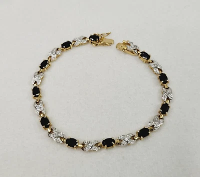 Золотой тон имитации сапфира теннис моды ювелирных изделий браслет XO сентября рождения - Изображение 1 из 4