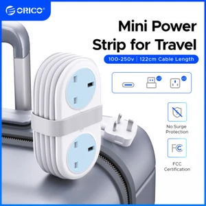 ORICO Travel Power Strip with USB & Type C Ports - Flat Plug Extension Cord - Picture 1 of 8