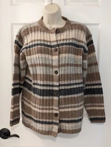 Vintage Wool Cardigan Tan And Gray Sweater Size PS Mac and Jac - Picture 1 of 4