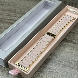NEW✅ Michele Yellow Gold Steel Pink Silicone Wrapped Strap For ANY Apple Watch - Picture 1 of 12