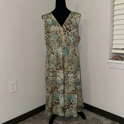 Vestido Charter Club Y2K Mujer 2X Multi Camuflaje Estampado Animal Nylon Sin Mangas en Niveles Foto 1 de 4