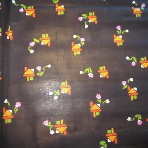 70cm x 114cm Vintage Cotton Blend Voile Sewing Fabric 1970s Retro Novelty House - Picture 1 of 5