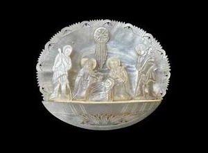 Antique Nativity Scene Carved Mother of Pearl Bethlehem - Picture 1 of 8