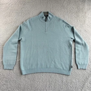 Ted Baker London Sweater Mens 7 Extra Large Blue Pullover Wool Blend 1/4 Zip - Picture 1 of 15