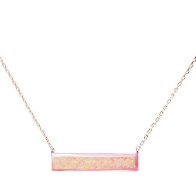 Ожерелье из чистого серебра 925 пробы с розовым опалом покрытие розовым золотом - Изображение 1 из 2