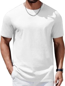 Men’s White 100% Cotton T-Shirts – 3 Pack, Soft, Breathable, Classic Fit, Casual - Picture 1 of 5