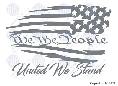 Stars Rt. We The People United We Stand - Tattered American Flag Decal Sticker Foto 1 de 4