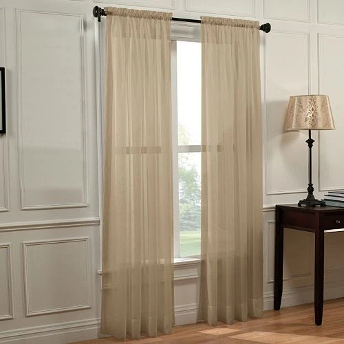  Elegance (2) Panels Sheer Window Curtains Drapes Set 84" Long Rod Pocket Solid - Image 1 of 1
