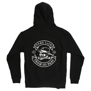 HARD LUCK MFG - GREAT TIMES - SMALL - BLACK HOODIE PULLOVER SWEATSHIRT SKATE NEW - Picture 1 of 2