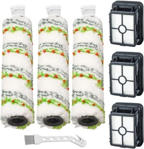 3 Pack Pet Brush Roll + 3 Pack Vacuum Filter for Bissell Crosswave Max 2554 2590 - Picture 1 of 12