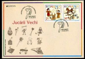 2015 Old Toys,Tricycle,Train,Rocking Horse,Spring Donkey,EUROPA,Romania,6950,FDC - Picture 1 of 1