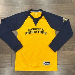 Reebok Nashville Predators Youth Long Sleeve Shirt - Yellow & Navy Blue M - Picture 1 of 4