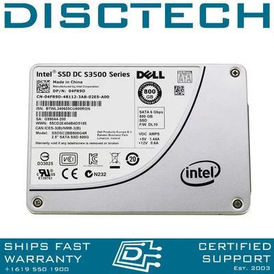 Intel SSDSC2BB800G4R / Dell 04FR9D 800GB 6Gbps SATA 2.5" DC S3500 Series SSD - Image 1 of 4