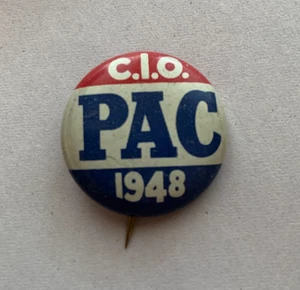 Vintage CIO-PAC Congress of Industrial Organizations Union Button Pin 1948 - Picture 1 of 5