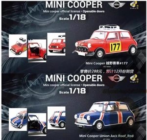 Tiny 1/18 Mini Cooper Union Jack Roof_Red/Blue Alloy Diecast Modellauto Auto Geschenke - Bild 1 von 5