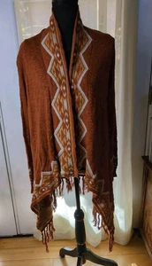 Oh M G Strickjacke Azteken Fransen Damen Medium, Herbstfarben - Bild 1 von 14