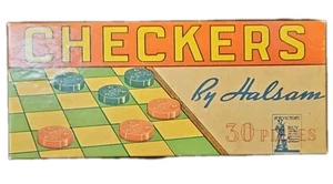 1940s Halsam Wooden Checkers Set Of 29 Out Of 30 AS IS!! Missing One Black Piece - Picture 1 of 12
