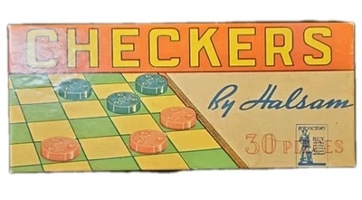 1940s Halsam Wooden Checkers Set Of 29 Out Of 30 AS IS!! Missing One Black Piece - Image 1 of 4