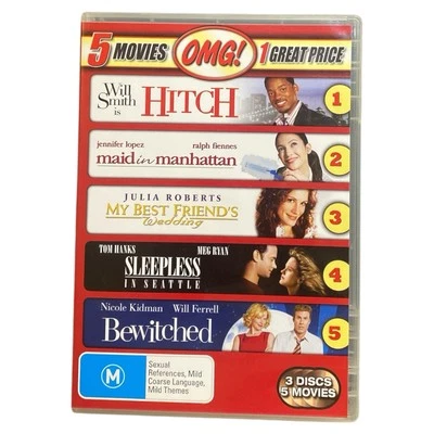 5 Movie DVD Set Romance Comedy Bundle Tom Hanks Sleepless In Seattle Bewitched - Image 1 of 4
