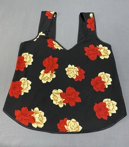 Vintage Petra Fashions Camisole Top Women Medium Black Floral Print Tank - Picture 1 of 9