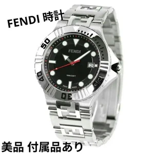 FENDI F108100101 NAUTICO SS Silver Black Dial Quartz Men's Watch Analog vintage - Picture 1 of 24