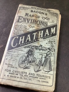 Bacon’s Map Of The Environs Of Chatham Rochester And Strood Cyclists Tourists - Picture 1 of 8