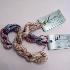 Watercolours by Caron 2 Skein Thread Pima Cotton 10 Yd Ea Handpainted Variegated - Picture 1 of 4