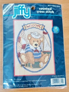 Kit de punto de cruz contado Sunset Jiffy de colección se envía Ahoy 7x5 pulgadas sellado - Imagen 1 de 5