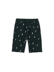 NWT sz 7 TEA COLLECTION Lightning Bolts Gym Shorts Black - Picture 1 of 2