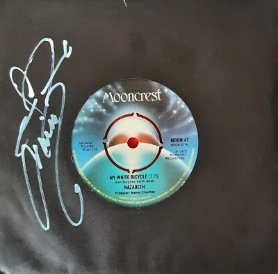NAZARETH-'MY WHITE BICYCLE' b/w 'MISS MISERY' 45rpm Mooncrest  1975 SIGNED - Image 1 of 4
