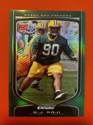 BJ RAJI 2009 Topps Bowman Chrome GREEN Rookie Refractor #145 Packers RC /99 - Image 1 of 2