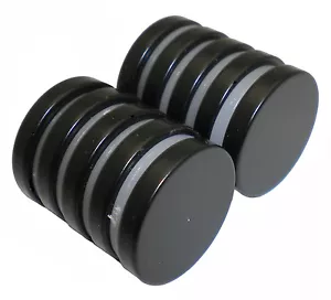 3/4"x 1/8" Disc - Black Epoxy - North Pole Marked - Neodymium Rare Earth Magnet - Picture 1 of 1