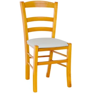 Silla Madera Paesana Cerezo Con Asiento Acolchada Gris Rosa Chiaro - Imagen 1 de 5