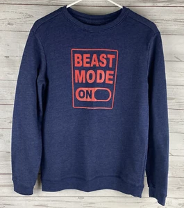 Cat & Jack Sweatshirt Youth Boys XL (16) Navy Blue Red Beast Mode On Casual Top - Picture 1 of 12
