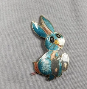 Rabbit Bunny Color Inlay Lapel Hat Jacket Vest Metal Pin Brooch 2" - Picture 1 of 2