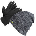 Ensemble chapeau et gants d'hiver pour hommes doublés de polaire chaude bonnet épais avec gants de fourrure