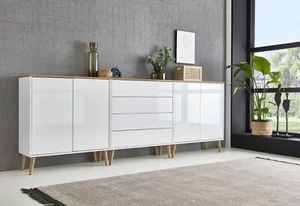 BMG Möbel Sideboard Kommode Mailand Set 5 grifflos Push-to-open Holzfüße - Bild 1 von 4
