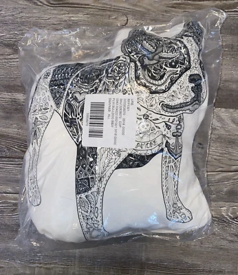 Almohada Bulldog The Rise and Fall de algodón orgánico dibujada a mano nueva con etiquetas Foto 1 de 4