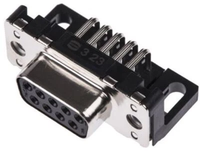 1 x Harting 9 Way Right Angle Through Hole PCB D-sub Connector Socket, 2.74mm Pi - Image 1 of 2