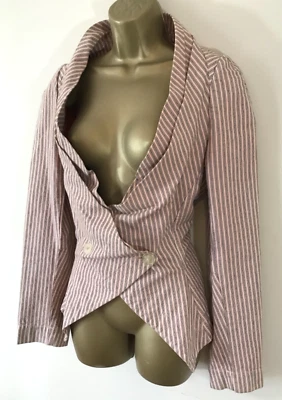 VIVIENNE WESTWOOD винтажный в полоску блейзер Великобритании 12 - 14 хлопковая куртка - Изображение 1 из 4