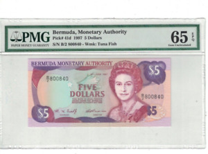 Bermuda $5 Dollars 1997 Pick# 41d PMG: 65 EPQ GEM UNC. #PL2522