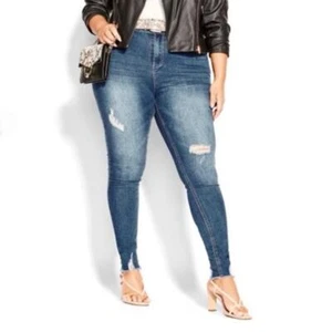 Chic Denim NWT Asha High Rise ankle grazer Distressed Jeans 18 - Picture 1 of 6