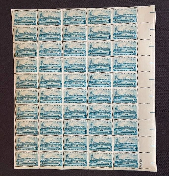 USPS Arctic Explorations 4- Cent Full Sheet Postage Stamps 1959 Free Shipping - Image 1 of 1