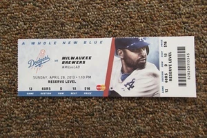 DODGERS VS BREWERS 4/28/2013 FULL TICKET ~ CLAYTON KERSHAW (WIN/12Ks) - Picture 1 of 1