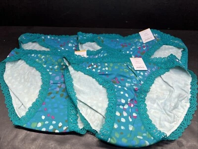 4 Pack! Auden Women's Lace Trim Cotton Bikini Underwear Size M (8-10) Green - Image 1 of 4