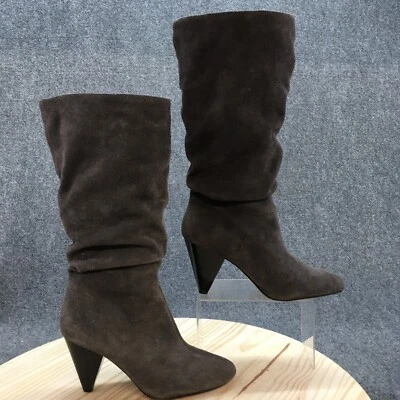 Botas Sole Society para mujer 10 M Geril media pantorrilla cono de montar tacones cuero gris Foto 1 de 4