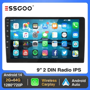 9" Radio de Coche 2 DIN Android 14 64G Carplay con GPS Nav Bluetooth FM RDS WiFi - Imagen 1 de 11