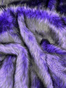 HUSKY - Long Pile Fabric Faux Fur Fabric By Yard, Husky Faux Fake 2 Tone Shaggy, - Picture 1 of 3