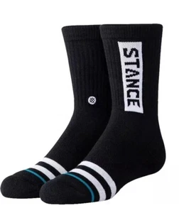 Stance Kids Casual OG ST Crew Sock Black Youth Size, YL 3-5.5 - Picture 1 of 7